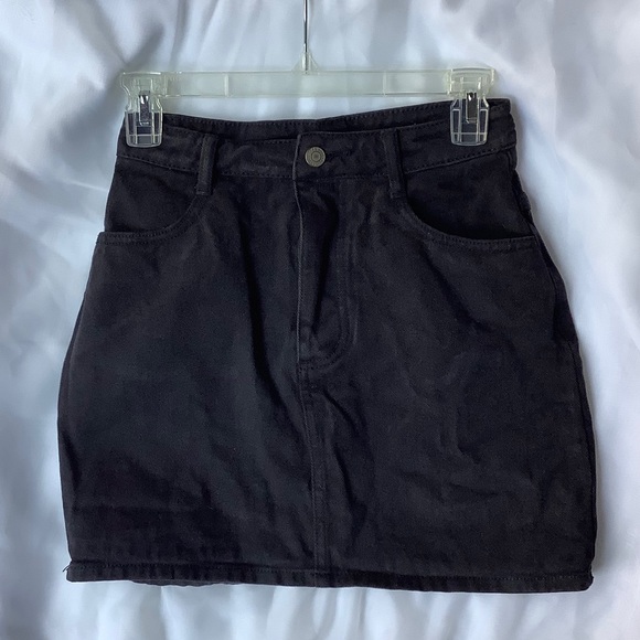 John Galt Black Denim Mini Skirt, Size Small - Picture 2 of 5